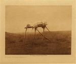 This Apsaroke burial platform, similar to those used by Native Americans on Crying Hill, Mandan, North Dakota